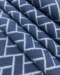 1.4 Yard Remnant Thibaut Cobblestone Marine Stain Resistant Navy Blue Geometric Upholstery Fabric STA 5120