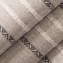 Load image into Gallery viewer, Heavy Duty Grey Taupe Cream Stripe Ethnic Geometric Upholstery Fabric