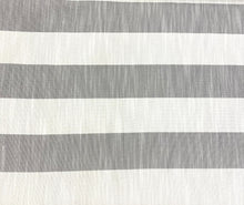 Load image into Gallery viewer, Bella Dura Bay Graphite Water Stain Resistant Indoor Outdoor White Grey Stripe Upholstery Fabric STA 5202