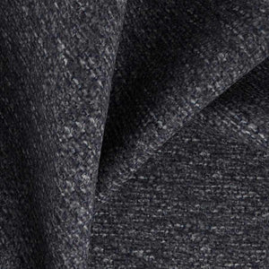 Stain Resistant Heavy Duty MCM Mid Century Modern Tweed Chenille Charcoal Black Gray Upholstery Fabric FB