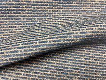 Load image into Gallery viewer, Stout Fabrics Barnett Navy Blue Denim Taupe MCM Tweed Performance Upholstery Fabric