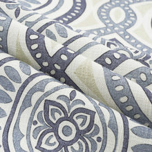 Load image into Gallery viewer, Cotton White Blue Cream Beige Medallion Upholstery Drapery Fabric FB