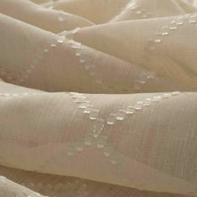 Load image into Gallery viewer, 118” Wide Semi Sheer Buff Beige Geometric Drapery Fabric FB