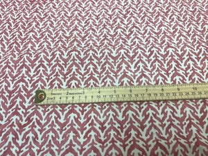 Namay Samay Lerio English Red Ivory Cotton Linen Upholstery Drapery Fabric