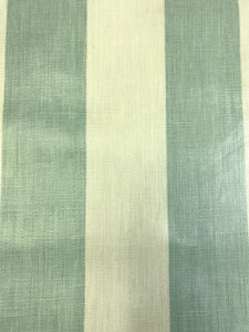 1.5 Yard Schumacher Laminated Water & Stain Resistant Seafoam Green Cream Linen Stripe Upholstery Fabric WHS 4651