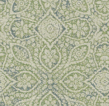 Load image into Gallery viewer, Cotton Linen Green Teal Beige Damask Upholstery Drapery Fabric FB