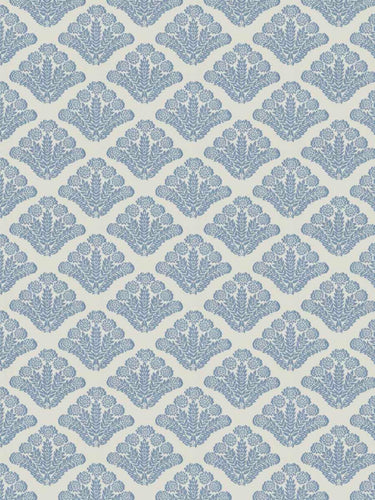 Cream French Blue Floral Drapery Fabric FB