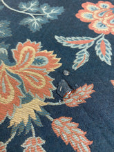 Load image into Gallery viewer, Navy Blue Coral Beige Foral Jacobean Matelasse Upholstery Fabric WHS 4624