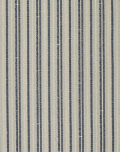Load image into Gallery viewer, Peter Dunham Majorelle Ocean Homespun Ticking Stripe Pattern Navy Blue Cream Performance Woven Fabric STA 6401