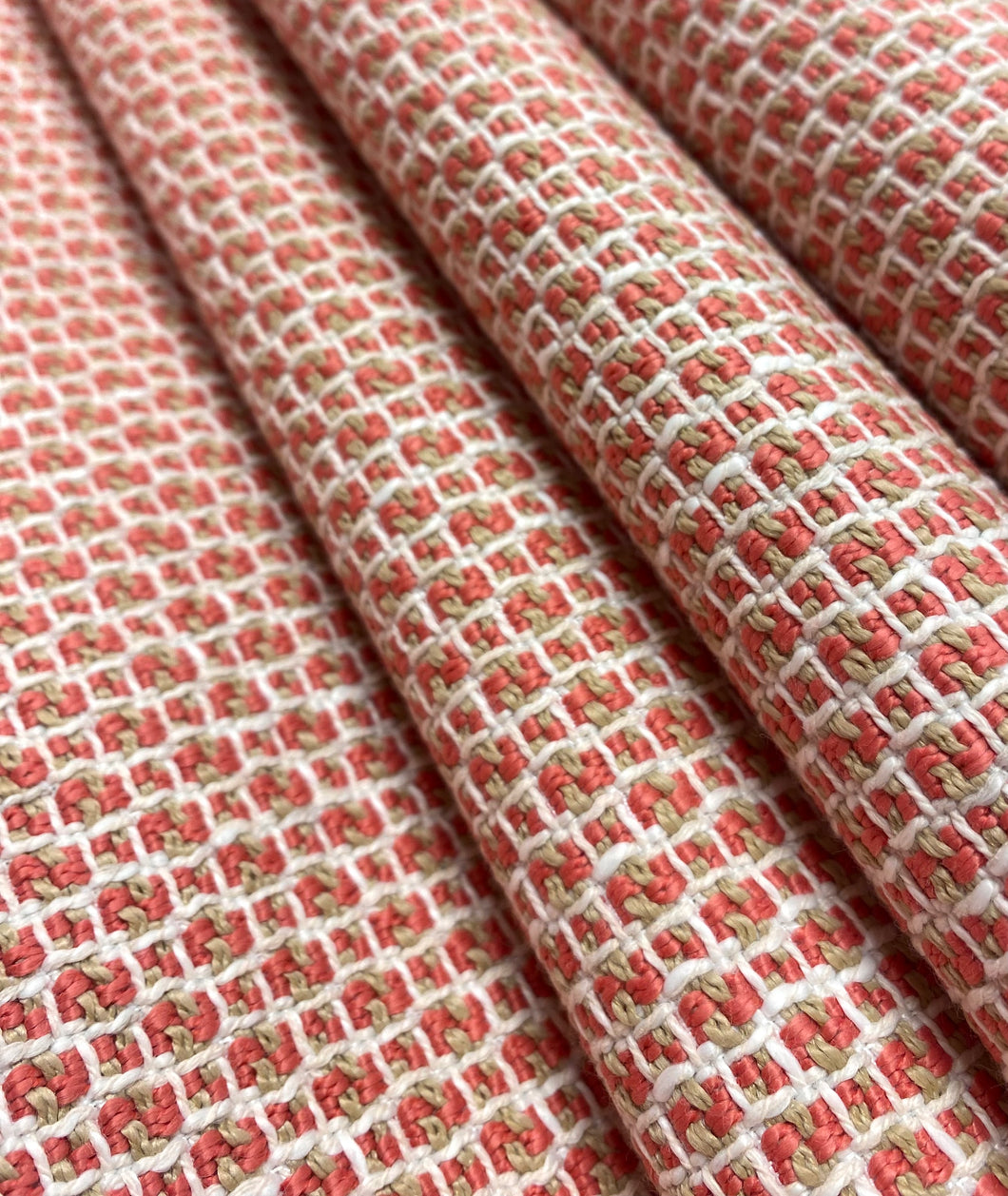 Regal-Kiddo Coral Water Stain Resistant Coral Beige White Woven Tweed Upholstery Fabric STA 5137
