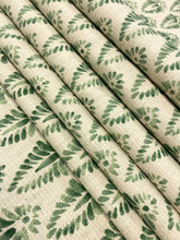 Load image into Gallery viewer, Designer Water &amp; Stain Resistant Beige Green Leaf Botanical Upholstery Drapery Fabric STA 5075