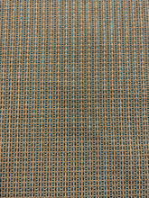 Load image into Gallery viewer, 1.7 Yard Designer Water &amp; Stain Resistant Teal Turquoise Blue Taupe MCM Mid Century Modern Tweed Upholstery Fabric WHS 4633