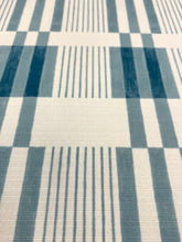Load image into Gallery viewer, Kelly Wearstler Slate Blue Cream Bandeau  Indoor Outdoor Geom Upholstery Fabric WHS 5192