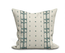 Load image into Gallery viewer, Custom Pillow Cover in Penny Morrison Indira Stripe Fabric Petrol Fabric  - Both Sides