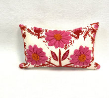 Load image into Gallery viewer, 9” X 16” Schumacher Marguerite Embroidery Blossom Lumbar Pillow Cover