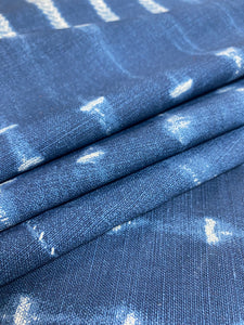 Bennison Onikoko Indigo Mudcloth Stripe Linen Upholstery Drapery Fabric WHS 5108