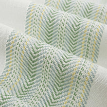 Load image into Gallery viewer, Cotton Cream Green Yellow Aqua Herringbone Stripe Upholstery Drapery Fabric FB