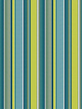 Load image into Gallery viewer, Bella Dura Indoor Outdoor Boardwalk Stripe Teal Green Chartreuse Turquoise Upholstery Drapery Fabric FB