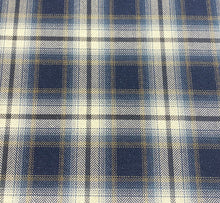 Load image into Gallery viewer, Romo Elbury Indigo Navy Blue Cream Mustard Plaid Upholstery Fabric STA 5104