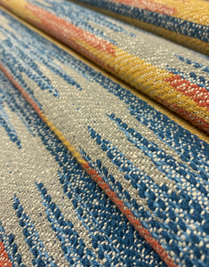 Kovi Madras Beige Blue Red Southwestern Kilim Water & Stain Resistant Upholstery Fabric STA 5023