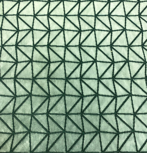 Arc Com Cutting Edge Herb #7 Forest Green Sage Geometric Cut Velvet Upholstery Fabric STA 5074