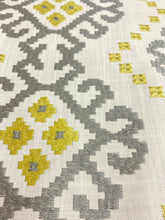 Load image into Gallery viewer, Kravet Design 33316-411 Embroidered Grey Green Chartreuse Ikat Drapery Fabric WHS 5179
