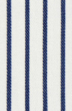 Load image into Gallery viewer, Bella Dura Indoor Outdoor Nikomis Ticking Stripe Navy Blue Cream Upholstery Drapery Fabric