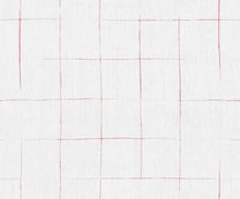 Load image into Gallery viewer, Linen Cream Pink Coral Check Drapery Fabric