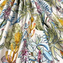 Load image into Gallery viewer, Cream Green Orange Blue Pink Floral Tropical Upholstery Drapery Fabric MGF