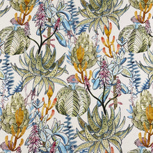 Load image into Gallery viewer, Cream Green Orange Blue Pink Floral Tropical Upholstery Drapery Fabric MGF