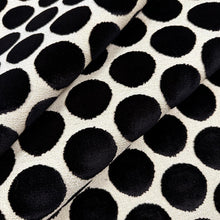 Load image into Gallery viewer, Cream Black Circle Dot Geometric Velvet Upholstery Fabric MGF