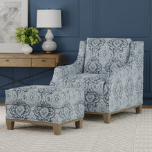 Load image into Gallery viewer, French Chambray Blue Ikat Chenille Upholstery Fabric / Surf