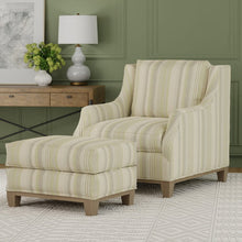 Load image into Gallery viewer, Beige Aqua Blue Green Stripe Upholstery Drtapery Fabric / Lichen