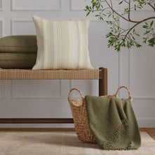 Load image into Gallery viewer, Beige Aqua Blue Green Stripe Upholstery Drtapery Fabric / Lichen