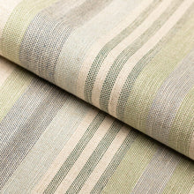 Load image into Gallery viewer, Beige Aqua Blue Green Stripe Upholstery Drtapery Fabric / Lichen