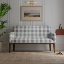 Load image into Gallery viewer, French Blue Chambray Cream Buffalo Check Upholstery Drapery Fabric / Coastal