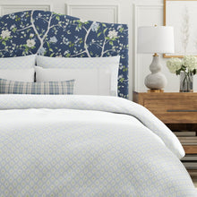 Load image into Gallery viewer, Cotton Green Aqua Blue White Ikat Geometric Upholstery Drapery Fabric