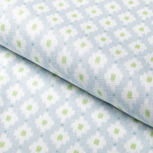 Load image into Gallery viewer, Cotton Green Aqua Blue White Ikat Geometric Upholstery Drapery Fabric