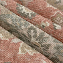 Load image into Gallery viewer, Cotton Linen Salmon Pink Cream Grey Beige Ikat Upholstery Drapery Fabric FB