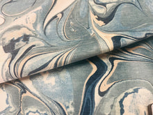 Load image into Gallery viewer, Navy Blue Seafoam Green Teal Cream Abstract Marble Velvet Upholstery Fabric