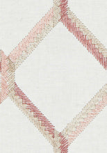 Load image into Gallery viewer, Cotton Cream Blush Pink Beige Embroidered Geometric Drapery Fabric FB