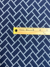 Load image into Gallery viewer, 1.4 Yard Remnant Thibaut Cobblestone Marine Stain Resistant Navy Blue Geometric Upholstery Fabric STA 5120