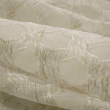 Load image into Gallery viewer, 118” Wide Semi Sheer White Beige Geometric Drapery Fabric FB
