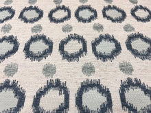 Load image into Gallery viewer, PINDLER MARTIN LAKE STAIN RESISTANT TEAL SEAFOAM GEOMETRIC UPHOLSTERY FABRIC