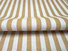 Load image into Gallery viewer, Pollack Outdoor Riviera Stripe Sunbeam Indoor Outdoor Golden Yellow Ivory Upholstery Fabric