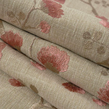 Load image into Gallery viewer, Cotton Blend Floral Embroidered Beige Coral Drapery Fabric