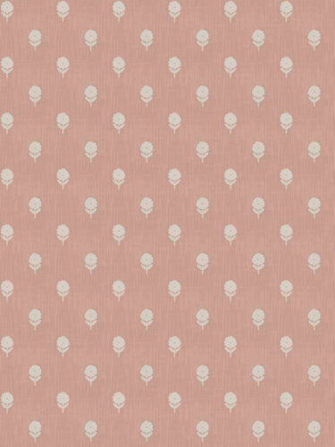 Cotton Blend Cream Pink Embroidered Floral Drapery Fabric FB