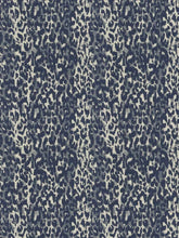 Load image into Gallery viewer, Bella Dura Indoor Outdoor Tiki Animal Pattern Cheetah Navy Blue Light Grey Upholstery Drapery Fabric FB
