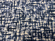Load image into Gallery viewer, 1.5 Yard Norbar Leeds River Navy Blue Off White Abstract Velvet Upholstery Fabric