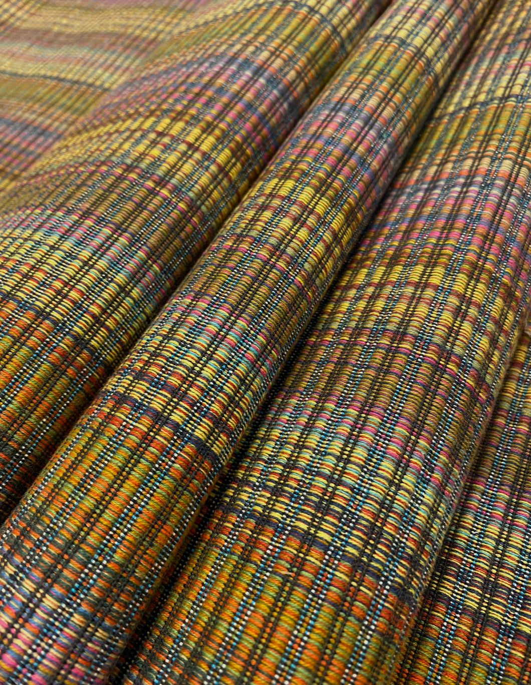 1.5 Yard Designer Water & Stain Resistant Hot Pink Orange Green Blue Woven Kilim Stripe Upholstery Fabric WHS 4642